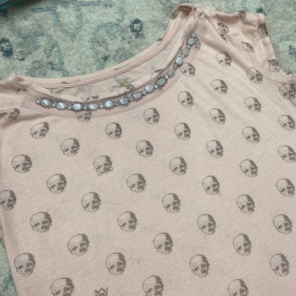 Princess Vera Wang Beaded Pink Skull Tee - Picture 2 of 9